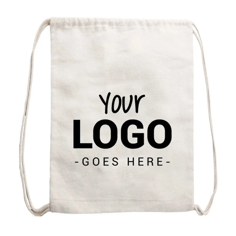 Wholesale Custom Promotion small school gift gym sport Canvas Cotton drawstring backpack bag with logo print