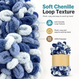 Fil chenille gonflant pour tricot manuel, fil polyester bouclé en boucle pour tricot à doigts - Product Image 5