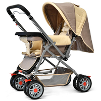 Voitures pour bébés. Poussette de voyage légère pour bébé, poussette pliable en acier rose avec poignée réversible