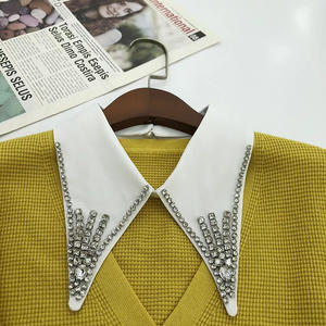 LHY - Cuello Falso Desmontable Vintage de Poliéster con Pedrería, Elegante y Negro, Hecho a Mano, para Decoración de Blusas de Mujer - Product Image 2