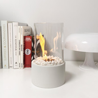 Cheminée d'extérieur portable Inno-fire TT-15 blanche 0,15 L à bioéthanol, chauffage autonome décoratif