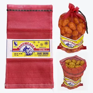 Customized 30kg 50*80cm Leno Mesh Bag For Onion Potato Watermelon Packing