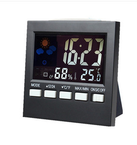 Control de voz Pantalla <span class=keywords><strong>LCD</strong></span> Termómetro Relojes Monitor de humedad interior Pantalla digital electrónica Temperatura Despertador Calendario - Product Image 1