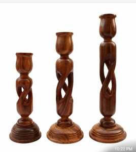 Support à bougies en bois naturel, porte-bougie pour la maison, le salon, la salle à manger et la décoration de mariage, fournisseur en gros - Product Image 2