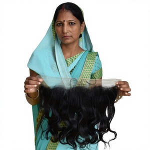 Extensiones de Cabello Virgen Indio Remy al por Mayor, Doble Trama a Máquina, Frontal Bodywave, Cutícula Alineada, Cabello Crudo 13x6 - Product Image 1