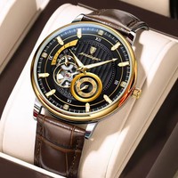 Reloj de Lujo para Hombre POEDAGAR, Modelo 1416, de Cuero, con Tourbillon Automático, Resistente al Agua, Mecánico