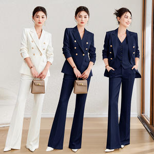 Completo Professionale da <span class=keywords><strong>Donna</strong></span> Vestibilità Regolare Antipiega in Velluto Poliestere <span class=keywords><strong>Viscosa</strong></span> Spandex per Autunno, Business, Immobiliare, Hotel, Reception - Product Image 1