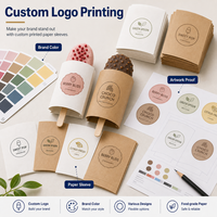 Fundas de cartón desechables personalizadas para paletas de helado, envases de grado alimenticio para barras de helado, envoltorios para helados con logo impreso a cuatro colores