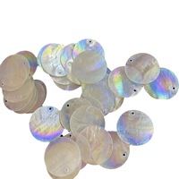 Irisan Cangkang Alami 25MM Bulat Berlapis Warna Elektroplating DIY Kalung Aksesoris Perhiasan Setengah Jadi Grosir