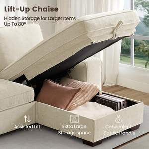 Sofá Seccional en Forma de L de 99 Pulgadas con Almacenamiento, Sofá con Chaise Longue Reversible, Carga USB Tipo C, Fundas de Cojín Extraíbles - Product Image 4