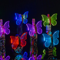 Aile de papillon LED en acrylique pour bouchon de bouteille, accessoire de fête rechargeable à couleurs changeantes pour Halloween