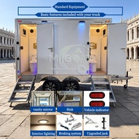 Promotion : Remorque Sanitaire Mobile de Luxe à 4 Cabines, à Double Essieu, avec Éclairage LED et Évier, Idéale pour Événements Extérieurs et Mariages