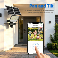 Kamera PTZ 12MP Tiga Lensa Tiga Layar IP65 2 in 1 Lampu Sorot Tenaga Surya 4G WiFi dengan Panel Deteksi dan Pelacakan Manusia