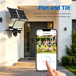 Caméra PTZ 4G WiFi <span class=keywords><strong>solaire</strong></span> 2-<span class=keywords><strong>en</strong></span>-1 avec projecteur, triple objectif 12MP, triple écran, IP65, détection et suivi humains, et panneau <span class=keywords><strong>solaire</strong></span> - Product Image 2