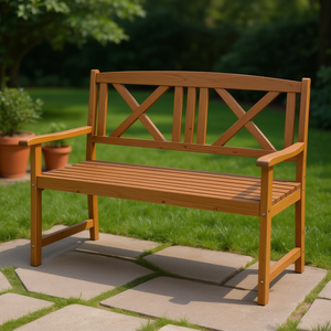 ม้านั่งไม้สำหรับสวนกลางแจ้ง 117x61x90 ซม. ม้านั่งพักผ่อนดีไซน์ทันสมัยสไตล์เรียบง่ายสำหรับ 2 ที่นั่ง - Product Image 2
