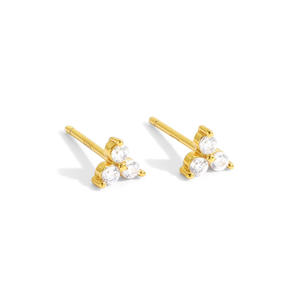 Vente en gros de boucles d'oreilles tendance en forme de mini clous géométriques en cristal bijoux tendance unisexe en plaqué or avec zircon cadeau en laiton - Product Image 3