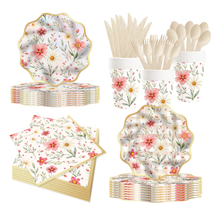 Platos y Servilletas con Diseño de Flores Silvestres DAMAI, Artículos para Fiestas, Platos de Papel Florales, Servilletas, Decoraciones para Baby Shower, Juego de Vajilla - Product Image 3