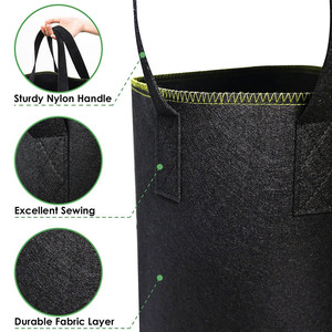 Noir Rond Réutilisable Tissu Pot Plante Conteneur Racine Sac de Culture planteur Trousse Pochette - Product Image 4