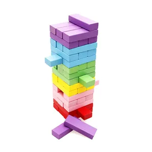 Blocos de madeira empilhando brinquedos, coloridos, mini jogo de torre de tumblr, madeira colorida, blocos de equilibramento, brinquedos montessori para crianças