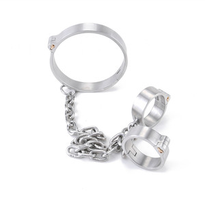 Set 2 Pezzi <span class=keywords><strong>Collare</strong></span> Bondage + Manette per Sesso, <span class=keywords><strong>Collare</strong></span> in Acciaio, Restrizioni <span class=keywords><strong>BDSM</strong></span>, Manette, Giocattoli Sessuali per Coppie, Gioco per Adulti - Product Image 1