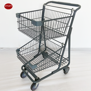 SMT Offre Spéciale chariot à double couche épicerie chariots et chariots à provisions à 2 niveaux camion de gestion domestique de style européen - Product Image 1