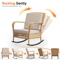 Ensemble de chaises à bascule en rotin de qualité supérieure pour patio, 3 pièces, chaise à bascule en rotin d'extérieur avec table basse