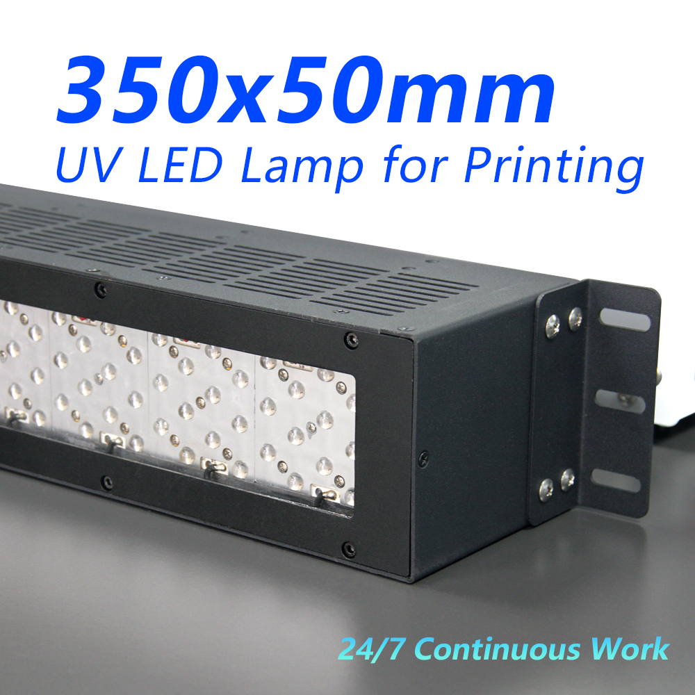 Industrial Grade 350x50mm UV LED Lamp for Printing 365/395/405nm 2-4W/cm² Air-cooled 900W