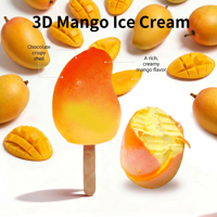 3D Mango IJs Fruitvormig Diepvries Dessert 75g Koepelverpakking OEM Aangepaste Smaak Groothandel