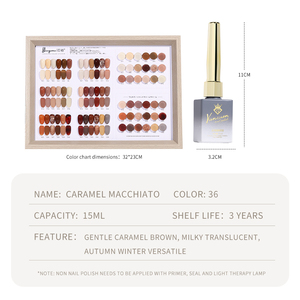 Set di 36 Colori di Smalto Gel Caramel Macchiato <span class=keywords><strong>Nude</strong></span> 15ML, Gel per Unghie Marrone Lattiginoso UV LED, Produzione OEM ODM - Product Image 6
