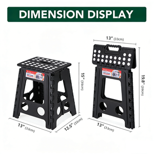 <span class=keywords><strong>Taburete</strong></span> Plegable de Plástico Negro de 39 cm de Altura para <span class=keywords><strong>Cocina</strong></span> y Jardín, <span class=keywords><strong>Taburete</strong></span> Plegable de Plástico Resistente con Asa de Transporte - Product Image 4