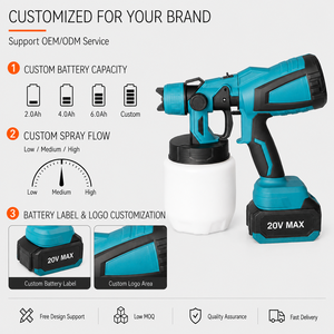 <span class=keywords><strong>Pistolet</strong></span> de peinture HVLP sans fil professionnel 20V MAX, grande capacité 800 ml, pour bois, meubles, décoration murale, fabrication OEM, fourniture OEM - Product Image 3