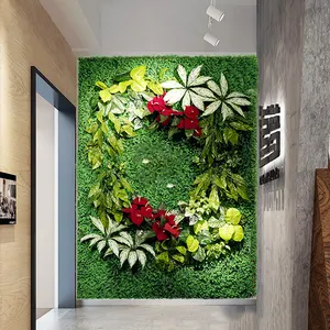 ZWQ01新设计人造草墙户外花园道具假绿色植物塑料花墙景观