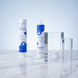 Blue <b>Plastic</b> Toothpaste <b>Tube</b> With fliptop Cap And Labeling For Personal Care - Product Image 3