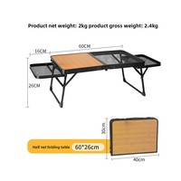 Table pliante multifonctionnelle en alliage d'aluminium pour l'extérieur, robuste, semi-pliable, avec plateau en maille, haute capacité de charge, mobilier d'extérieur