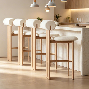 Modern Hotel bar <strong>Stools</strong> <strong>Dining</strong> Room Solid Wood bar Hippo Chair Kitchen Upholstered Counter Black Leather High bar <strong>Stool</strong> - Product Image 2