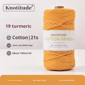 Nuevo kit de tejido DIY de 21 piezas de hilo de chenilla hilado con núcleo de 3 mm, teñido a mano, para tapicería de margaritas pequeñas, cordón para teléfono de 100 m, 100% algodón - Product Image 2