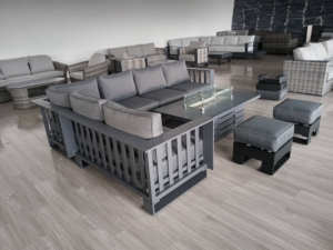 طقم أريكة من الراتان الصناعي مع موقد نار - أثاث حدائق خارجي، مجموعة جلوس مقاومة لجميع الظروف الجوية - Product Image 2