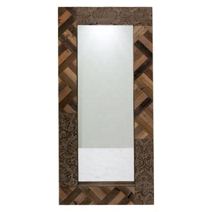 Luckywind Retro Phong Cách Handmade Tái Chế Gỗ Cũ Tường Gương Lớn Cổ Điển Khắc Khung Gương Để Bán - Product Image 6