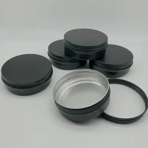 120g Matte Black Round Aluminum Jar Pot With Screw Top Lid 4 Oz Candle Tin Can 120ml Beard Oil Storage Aluminum Container Box