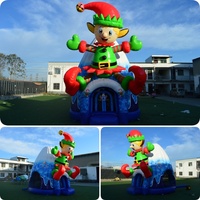 Château gonflable rond en PVC commercial pour Noël, château gonflable pour elfes de Noël, pour centre commercial ou entreprise de location de vacances