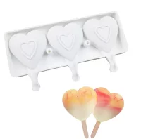 Stampo per gelato francese in Silicone a forma <span class=keywords><strong>di</strong></span> <span class=keywords><strong>cuore</strong></span> a 3 cavità per ghiaccioli fatti in casa, Dessert e preparazione <span class=keywords><strong>di</strong></span> torte - Product Image 2