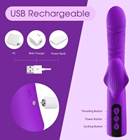 Distributeur TT FOREST Vibromasseur G-Spot à 8 vitesses avec fonction de succion et de poussée, tige extensible, rechargeable par USB, étanche, pour femmes adultes