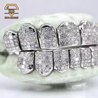 Grillz en moissanite de haute qualité, sur mesure, sertissage invisible, couleur D, taille princesse, VVS, plaqué argent, or 18 carats