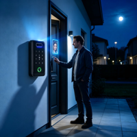 Sistema de Control de Acceso Inteligente para Puertas con Pantalla Táctil, Videoportero, Lector de Tarjetas RFID, Reconocimiento Facial y Huella Dactilar Biométrica