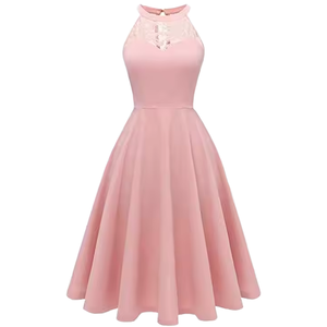 <span class=keywords><strong>Robe</strong></span> de soirée rose à col licou pour femme, fabriquée par un fournisseur vérifié, <span class=keywords><strong>robe</strong></span> de cocktail en dentelle élégante, <span class=keywords><strong>robe</strong></span> de demoiselle d'honneur coupe trapèze, <span class=keywords><strong>robe</strong></span> de bal 2026 - Product Image 1