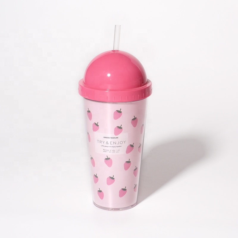 Чашка Клубничная с круглой крышкой Girlwill, поддержка индивидуального логотипа и OEM/ODM, может быть обязательным товаром в магазине, супермаркете
