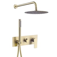 Ensemble de robinetterie thermostatique en laiton pour douche, avec pommeau rond à double poignée et 2 fonctions (pluie et massage), pour système de salle de bain contemporain