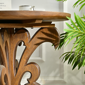 Home Living Room Accent Walnut Color <b>Round</b> Wood <b>Coffee</b> <b>Table</b> with Butterfly Leg - Product Image 5
