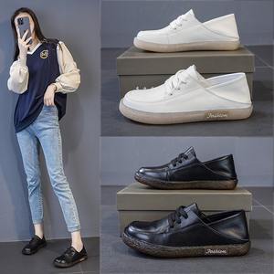 Chaussures décontractées en cuir véritable pour femme, modèle 2026, style baskets blanches à double usage, pour le travail ou les infirmières, à lacets, en cuir souple, à talon plateforme - Product Image 2