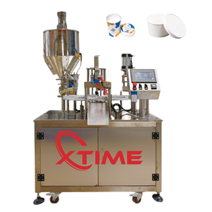 Xtime全自動ダブルヘッドロータリーアイスクリームヨーグルトゼリーバター紙コップ充填シーリングキャッピングワンセットマシン - Product Image 1